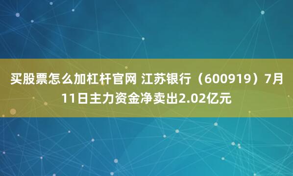 买股票怎么加杠杆官网 江苏银行（600919）7月11日主力资金净卖出2.02亿元