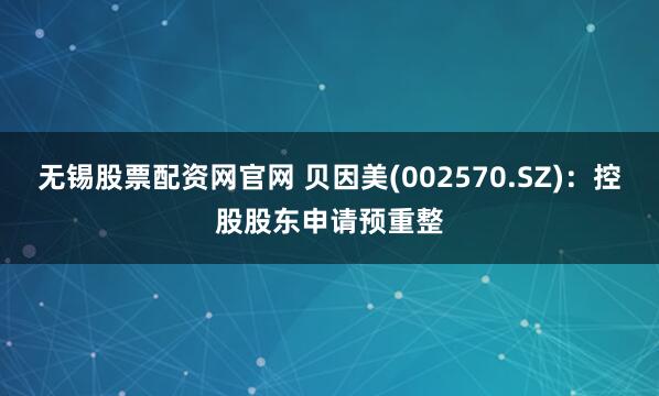 无锡股票配资网官网 贝因美(002570.SZ)：控股股东申请预重整