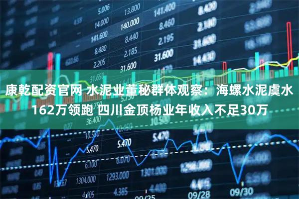 康乾配资官网 水泥业董秘群体观察：海螺水泥虞水162万领跑 四川金顶杨业年收入不足30万